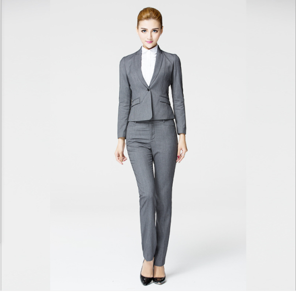 2024 Women's Clothing New Product in Spring and Summer Single Button Grey Wool Business Suit Work Suit Ol Large Business Suit