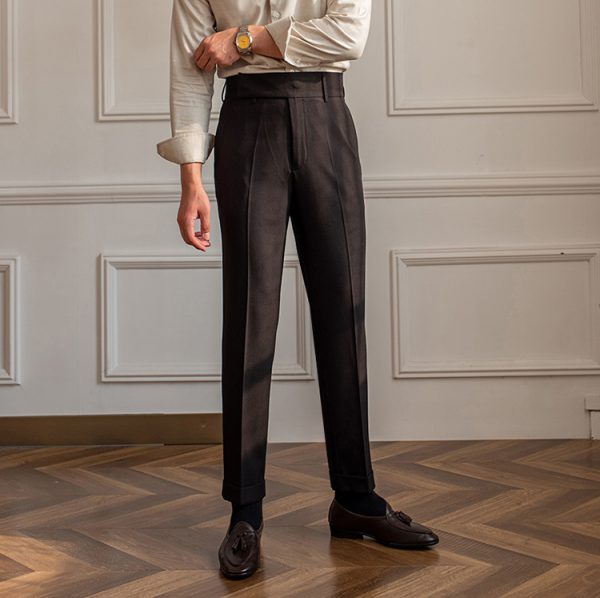 2025 Factory Wholesale British Style High Waist Straight Trousers Business Casual Non-ironing Joker Men's Cotton Pants Trousers