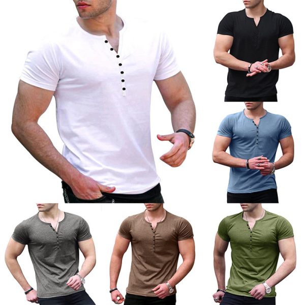White Cotton Men's Oversized Casual Short Sleeve Solid Pattern Knitted  Drop-Shoulder V-Neck T-Shirts