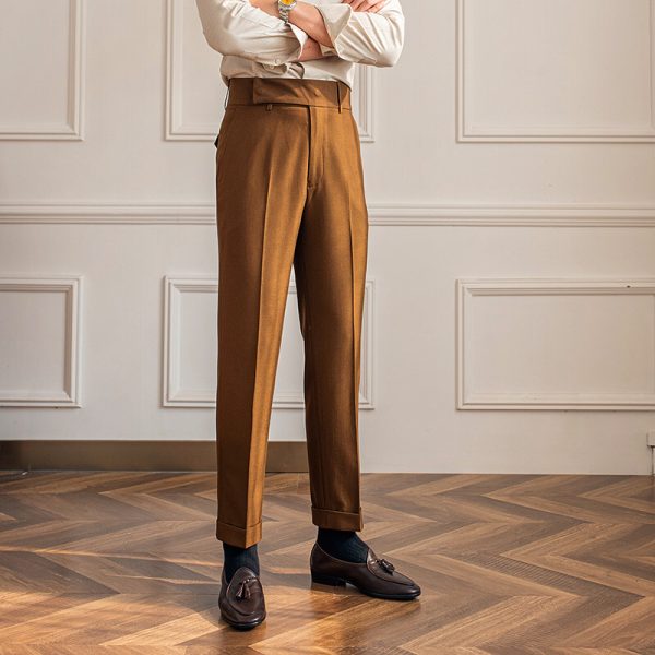 2025 Factory Wholesale British Style High Waist Straight Trousers Business Casual Non-ironing Joker Men's Cotton Pants Trousers