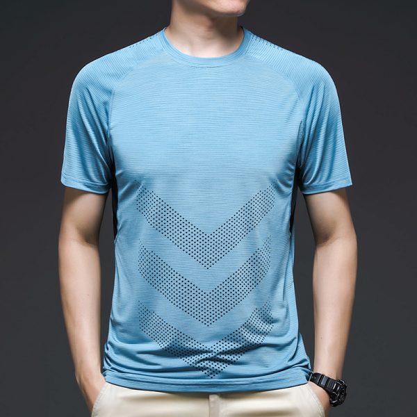 Hight Elasticity Men's T-shirts Summer Running  Quick Drying Clothes Fitness Short Sleeves
