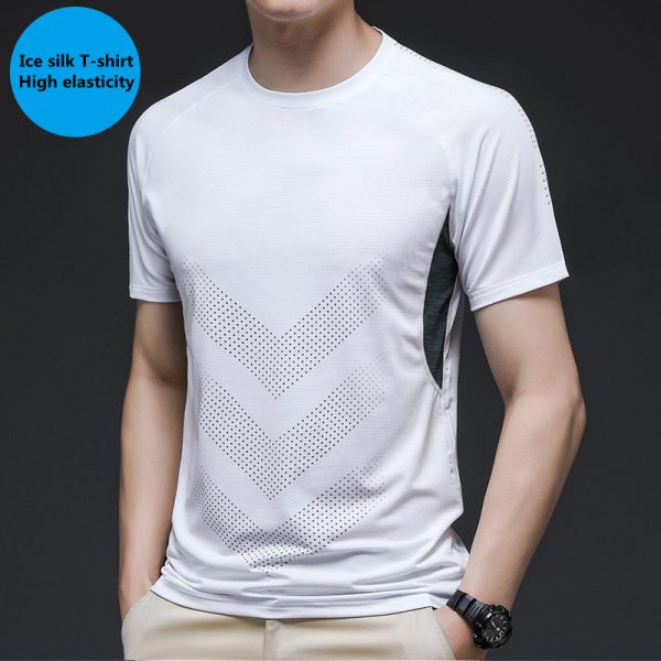Hight Elasticity Men's T-shirts Summer Running  Quick Drying Clothes Fitness Short Sleeves