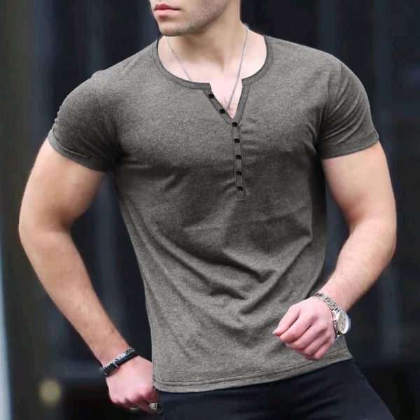 White Cotton Men's Oversized Casual Short Sleeve Solid Pattern Knitted  Drop-Shoulder V-Neck T-Shirts