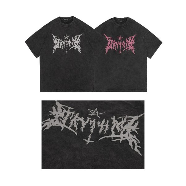 Custom Streetwear T Shirt Manufacturer Retro Graffiti Print Short Sleeve Wash Casual Men's Tshirts