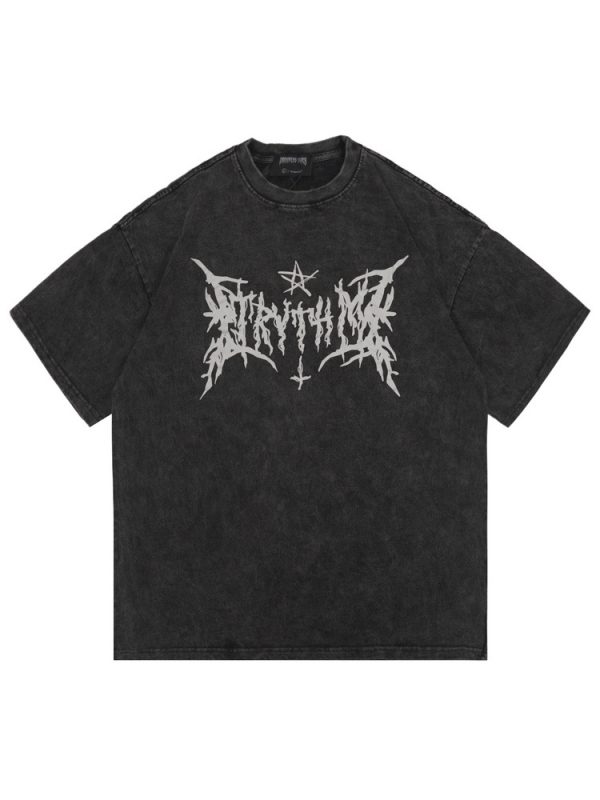 Custom Streetwear T Shirt Manufacturer Retro Graffiti Print Short Sleeve Wash Casual Men's Tshirts