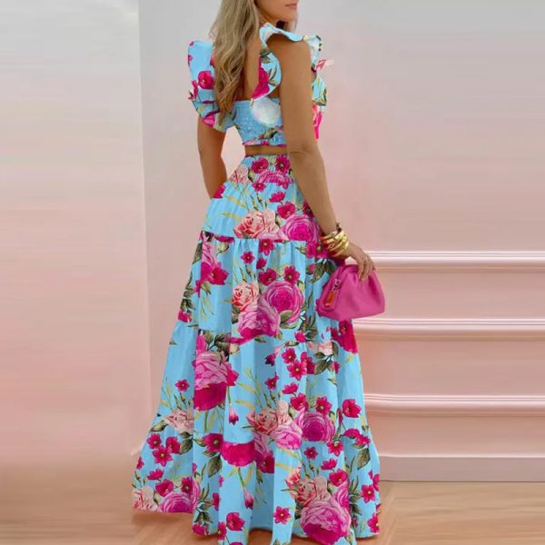 2023 Summer Dress New Arrivals Women's Clothing Fashion Ladies Casual Tank Top Drawstring Slit 2piece Set Womens Maxi Skirts