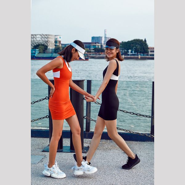 Wholesale High Quality Splicing Yoga Fitness Romper Inset Chest Pad Sleeveless Yoga Bra One Piece Jumpsuit Women's Sports Dress