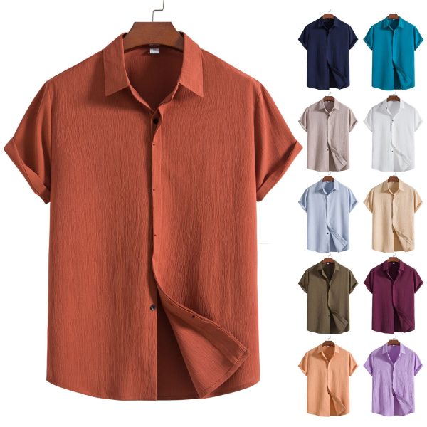 Wholesale Breathable Soft Summer Casual Short Sleeve Button up Shirt Men