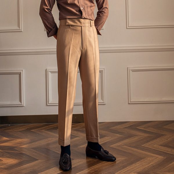 2025 Factory Wholesale British Style High Waist Straight Trousers Business Casual Non-ironing Joker Men's Cotton Pants Trousers