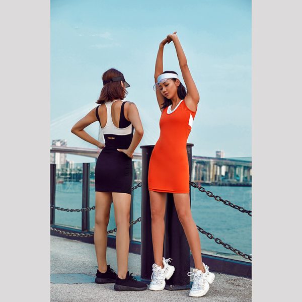 Wholesale High Quality Splicing Yoga Fitness Romper Inset Chest Pad Sleeveless Yoga Bra One Piece Jumpsuit Women's Sports Dress