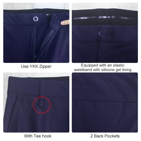 Wholesale Blank Navy Blue Nylon Regular Fit Four-Way Stretch Performance Golf Slim Fit Pants Trousers for Men