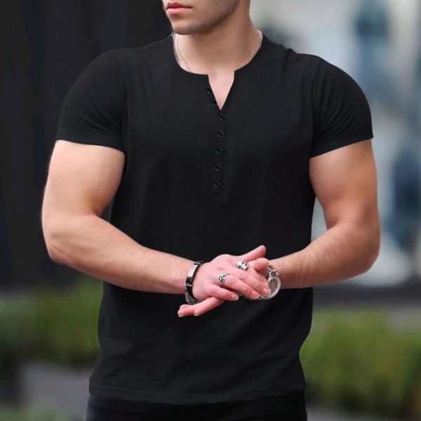 White Cotton Men's Oversized Casual Short Sleeve Solid Pattern Knitted  Drop-Shoulder V-Neck T-Shirts