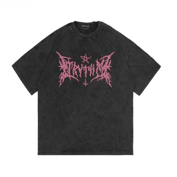 Custom Streetwear T Shirt Manufacturer Retro Graffiti Print Short Sleeve Wash Casual Men's Tshirts