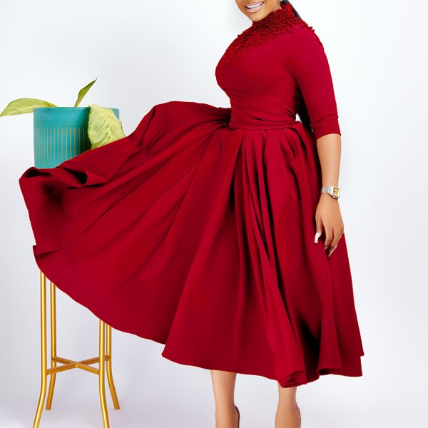D454 New Arrival Solid Color Maxi Dresses Women's Clothing Wholesale O Neck Long Sleeve Plus Size Women Dresses