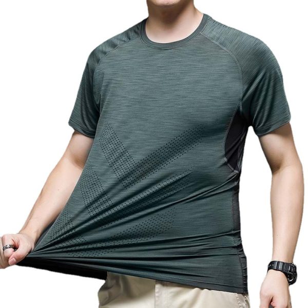 Hight Elasticity Men's T-shirts Summer Running  Quick Drying Clothes Fitness Short Sleeves