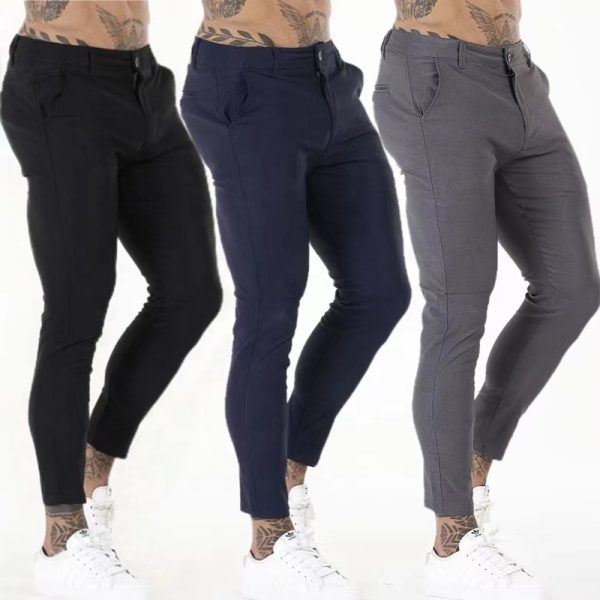 Wholesale Men's Stretch Fashion Business Pants Slim Fit Trousers High Waisted Man Casual Dress Pants for Men
